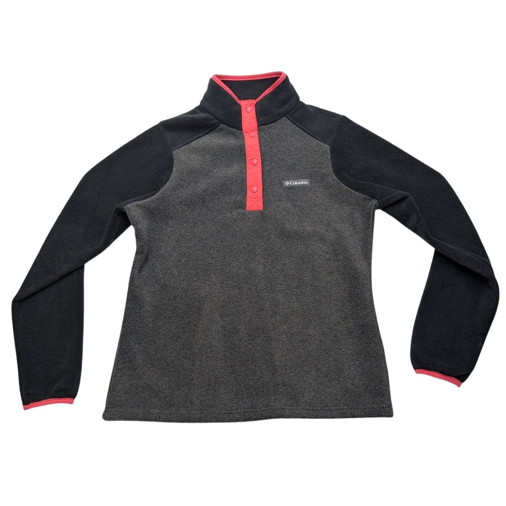 Columbia Benton Springs Fleece Pullover‎ Womens Small Grey Black Pink XL4973